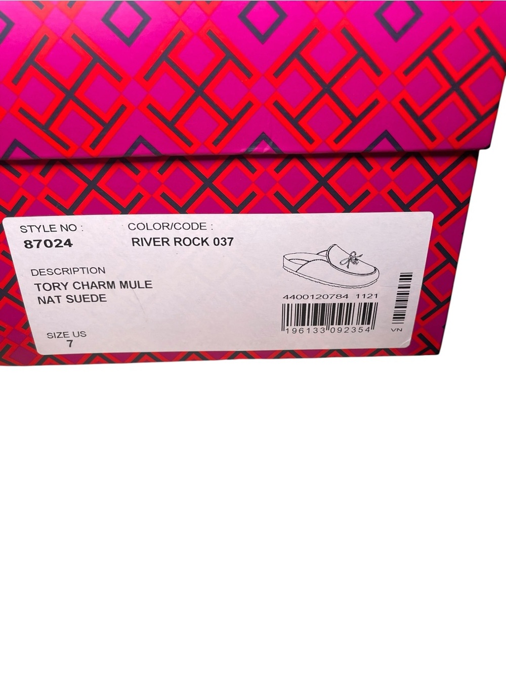 Tory Burch Charm Mule Suede Slides River Rock Size 7 NIB - Picture 7 of 8
